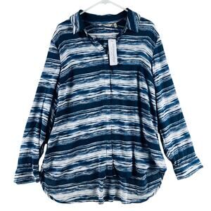 NWT Soft Surroundings Women’s Palm Coast Blue Flowy Blouse SZ XL